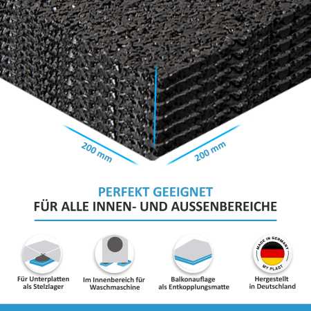 3mm Terrassenpad - 200 x 200 mm Terrassenpads, Gummigranulat-Pads, Terrassenbau